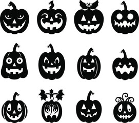 Halloween silhouette set on white background vector illustration