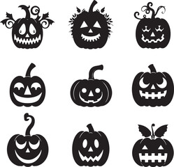 Halloween silhouette set on white background vector illustration