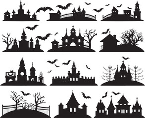 Halloween silhouette set on white background vector illustration