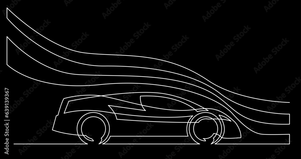 Poster continuous line drawing vector illustration with fully editable stroke of car on black background