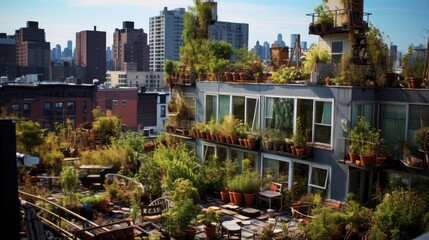 Urban gardens thriving atop once barren rooftops | generative AI