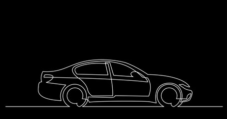Obraz na płótnie Canvas continuous line drawing vector illustration with FULLY EDITABLE STROKE of car on black background