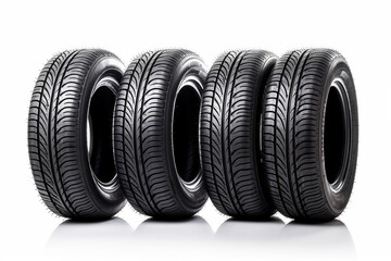 Car tires on white background Generative AI