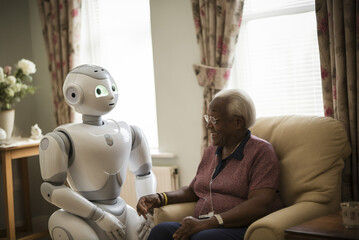 der häusliche Pflegeroboter kann die kosten- und personalintensive Pflege von Senioren entlasten (AI)