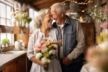 AI generated image of senior couple having anniversary
