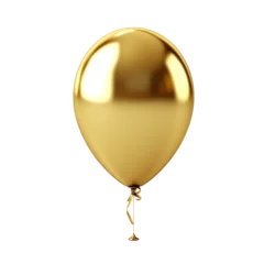 Stickers muraux Ballon a Golden balloon and gold ribbon isolated