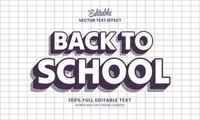 Design editable text effect, back school bold text vector illustration
