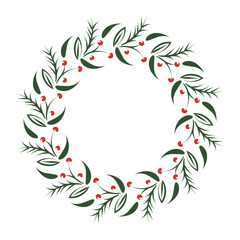 Hand Drawn Christmas Wreath design for print or use as poster, flyer or Invitation card