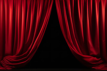 a red curtain isolated on transparent background, digital photography,