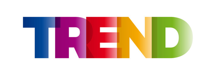 The word Trend. Vector banner with the text colored rainbow.