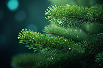Fototapeta na wymiar christmas gifts decoration green pine tree branches