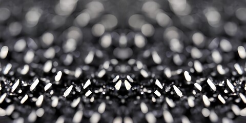 Black crystals surface closeup texture. Bokeh defocus effect. AI