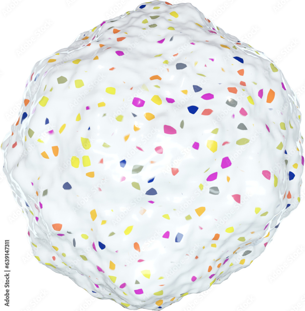 Wall mural 3d abstract white terrazzo inflated shape in a playful style with a transparent background. geometri