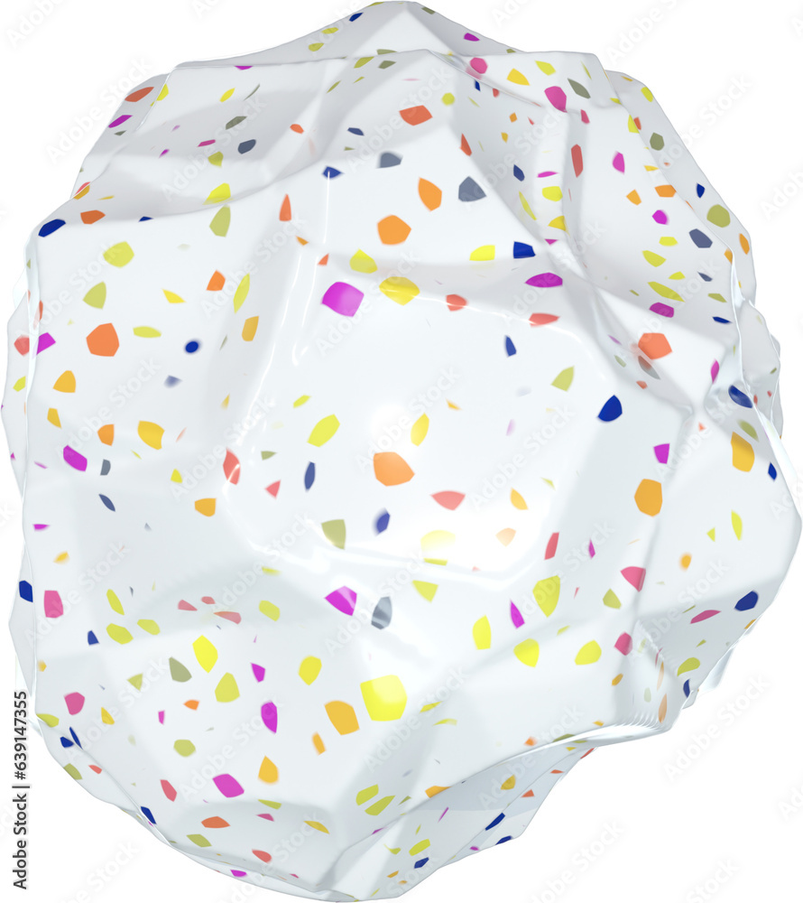 Wall mural 3d abstract white terrazzo shape in a playful style with a transparent background. geometric shape.