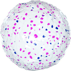 3D abstract white terrazzo inflated shape in a playful style with a transparent background. Geometric shape.