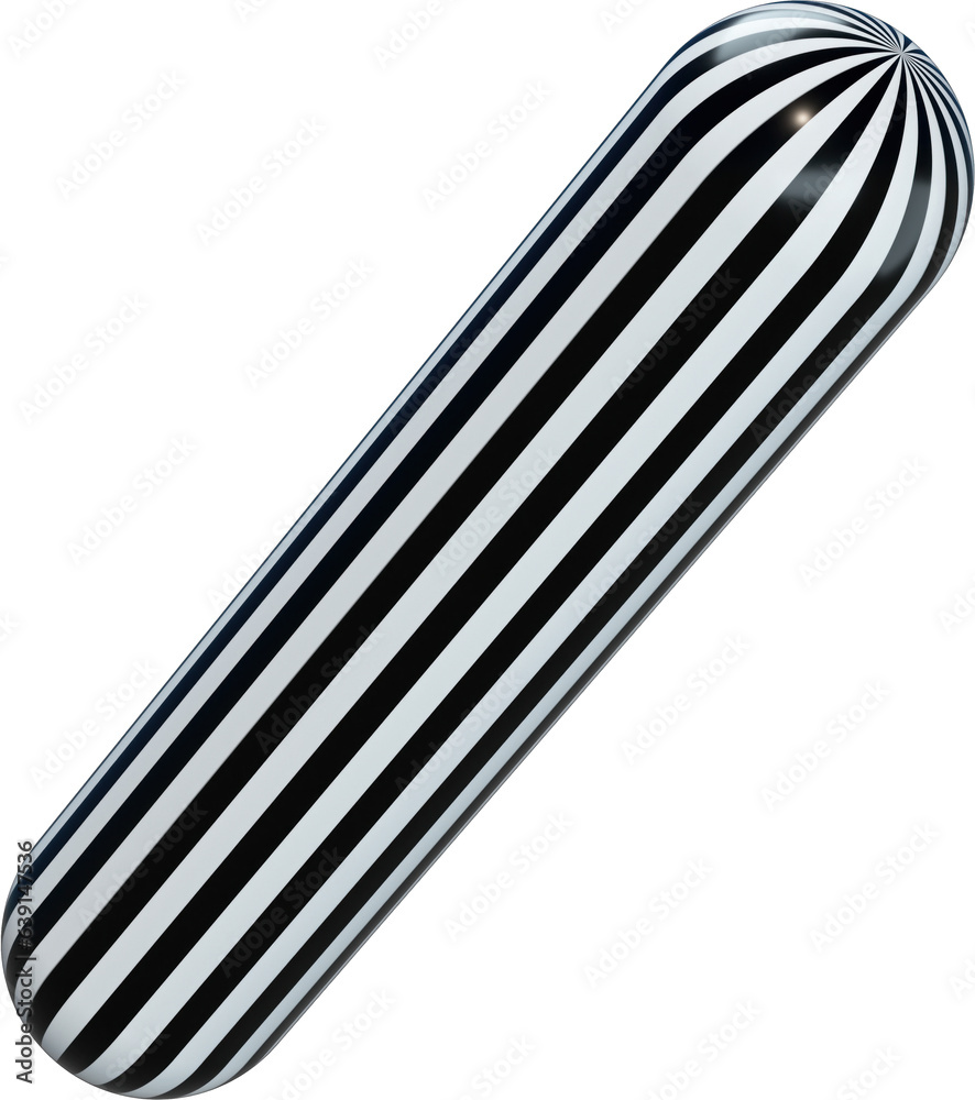 Canvas Prints 3d abstract black and white striped shape in a playful style with a transparent background. geometri