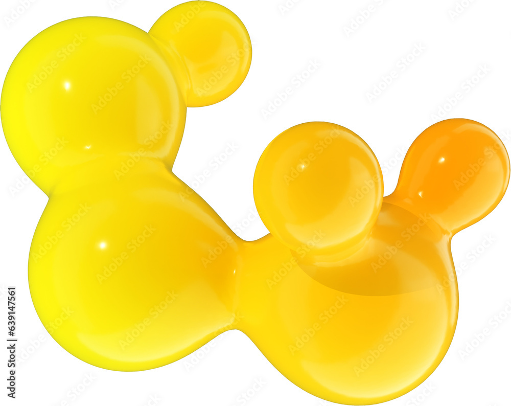 Sticker 3d abstract yellow gradient plastic shape in a playful style with a transparent background. geometri