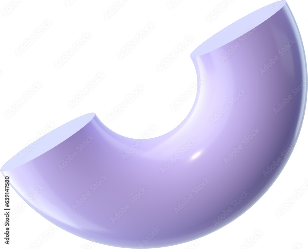 Wall mural 3d abstract violet plastic shape in a playful style with a transparent background. geometric shape.