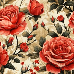 Pattern with red roses