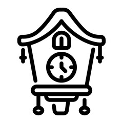 Minimalist Cuckoo Clock Line Icon Vector Design and Illustration Template for Creative Projects vector design and illustration template