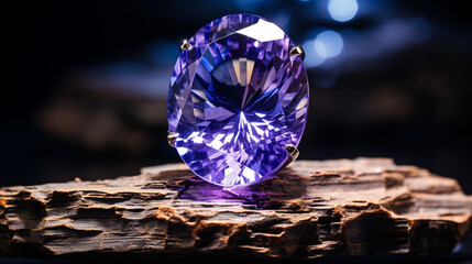 Fototapeta premium A breathtaking image of a rare and valuable tanzanite, displaying shades of blue and violet that shift beautifully in the light 