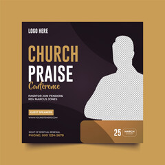 Church conference social media post, web banner, worship flyer, church banner, church flyer, square banner template