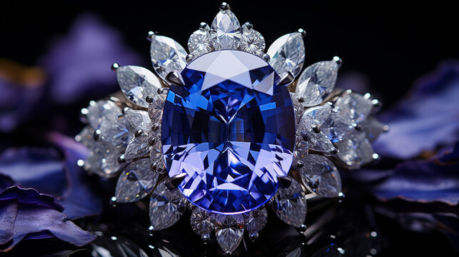 A breathtaking image of a rare and valuable tanzanite, displaying shades of blue and violet that shift beautifully in the light