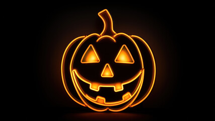 Neon Halloween Jack O Lantern created with Generative AI technology