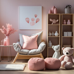 Pink pillows in a modern nursery 
