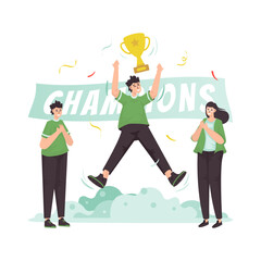 Championship celebration teamwork get trophy illustration