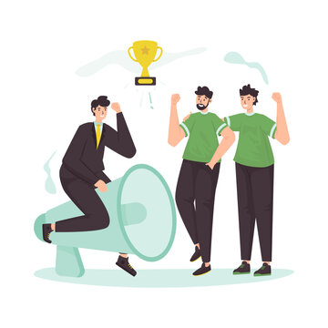 Teamwork leadership motivation support illustration