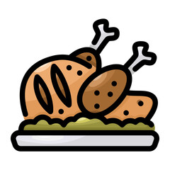 Minimalist Chicken Filled Outline Vector Design and Illustration Template for Creative Projects vector design and illustration template