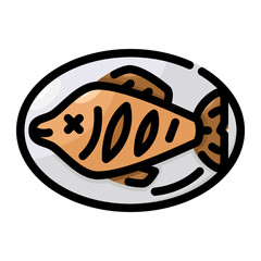 Minimalist Fish Filled Outline Vector Design and Illustration Template for Creative Projects vector design and illustration template