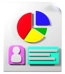 Charts and diagram icon set. Charts and graphs. Pie , Planning and visualization of statistics. Isolated 3d rendering icons, objects on a transparent background.