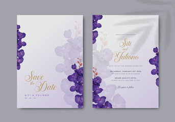 elegant wedding invitation with flower watercolor premium vector	
