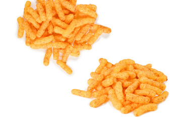 Cheese crunchy sticks isolated on white background.