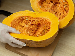 pumpkin on a wooden board