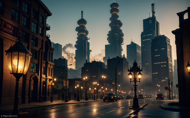 Obraz premium Post apocalyptic world ruled by aliens. Futuristic fantasy.