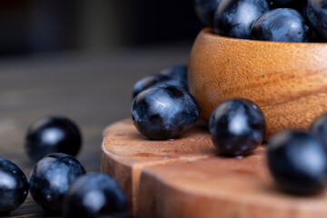 Blue grapes grown in a home vineyard