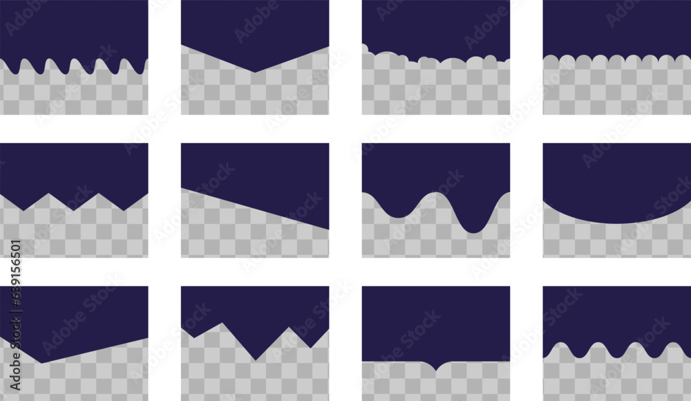 Poster divider shapes collection for website. curve lines for top or bottom page. header set
