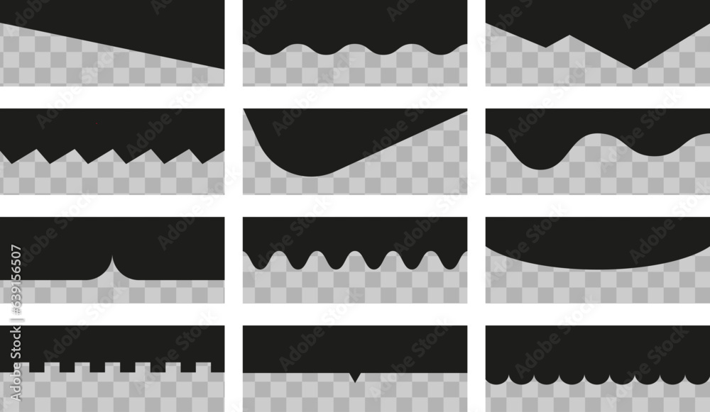 Poster dividers shapes vector set. abstract design elements collection for top and bottom on website, app, 