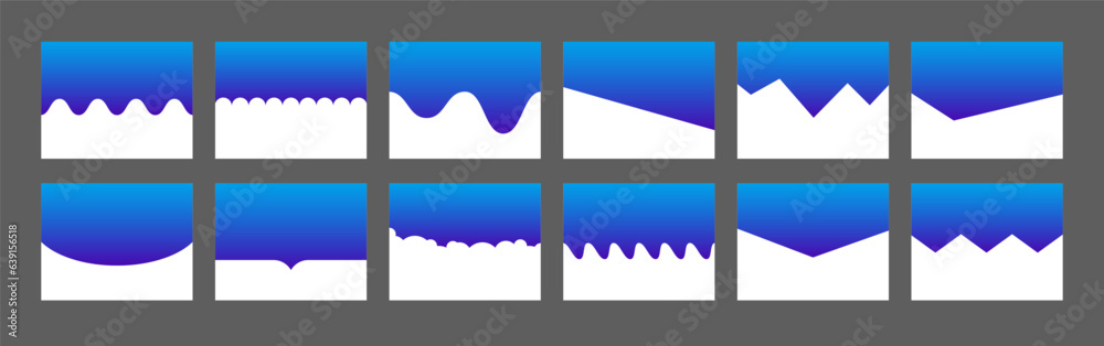Wall mural colorful divider shapes collection for website. header set with curve lines