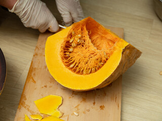 chef preparing pumpkin