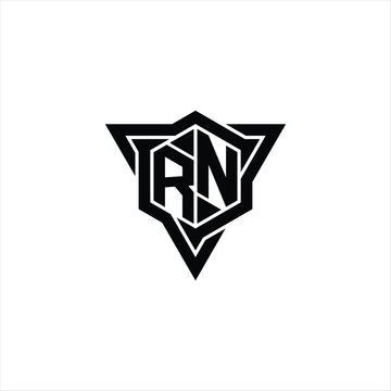 recommend clip art: RN Logo monogram hexagon shape with triangle outline sharp slice style design template