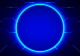 abstract effect design circle blue color tone neon style for background pattern