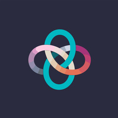 Team collaboration filled gradient logo. Human resource management. Linked rings. Design element. Created with artificial intelligence. Ai art for corporate branding, crm system, consulting service