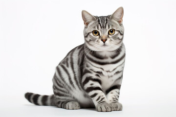 A American Shorthair Cat isolated on white plain background