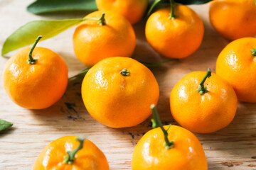 oranges on a wooden table