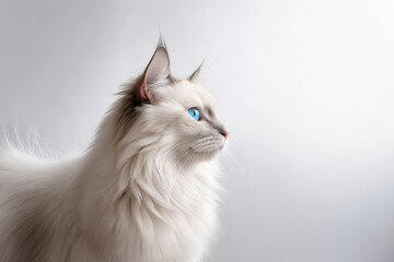 A White Ragdoll Cat isolated on white plain background