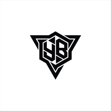 recommend clip art: YB Logo monogram hexagon shape with triangle outline sharp slice style design template